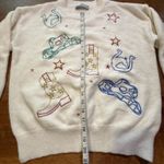 Ivory Knit Blue B Howdy Metallic Embroidered Sweater in size Small White Photo 5
