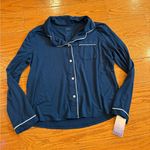 Stars Above NWT  Navy Button Up Long Sleeve PJ Top Photo 0