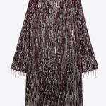 ZARA NWT Festive Burgundy Fringed Sequin Dress Photo 7