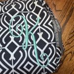 Elegant Monogrammed Black and White Patterned Cosmetic Bag Photo 1