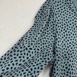Ann Taylor  Teal Blue Long Sleeve Animal Print Mini Dress Womens MP Peplum Fall Photo 4
