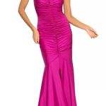 XScape  Rhinestone Strap Ruched Seam Sleeveless Gown Pink Formal Stretch US 2 NWT Photo 1