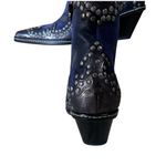Donald Pliner Western Ocean Suede Crush Metallic Leather Boot Shoe $625 NWT Blue Size 6 Photo 7
