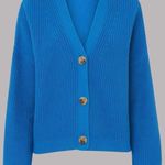 Whistles Mara Knitted Cotton Ribbed Cardigan Blue Size Large Photo 11