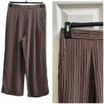Jennifer Moore Silk Brown White Striped Pocket Lightweight Pant Plus Size 20W Photo 2