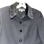 Amanda Smith  Petites Black Wool Jacket Blazer Women’s Size 8P fur collar Photo 2