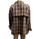 Liz Claiborne  Brown Plaid Double Breasted Cropped Cotton Peacoat Womens XL Photo 1