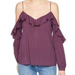 Paige Arabeth Cold-Shoulder Silk Blouse Purple Small Photo 0