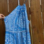 Vineyard Vines  Sand Dollar Scarf Print Maxi Dress White Blue Womens 12 Side Slit Photo 3