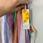 C&C California ‎ linen striped rainbow halter dress Photo 3
