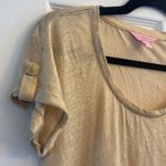 Lilly Pulitzer Womens XS Gold Sand Dune Linen Inara Short Sleeve Tee Coastal Photo 1