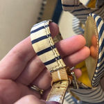 Coach  Peep-Toe Navy Striped Slingback Heels, Size 9B Photo 9