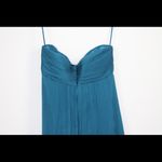 Amsale 100% Silk Teal Strapless Maxi Dress Size 4 Blue Photo 6
