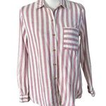 Marine layer  Size XS Hemp Blend Relaxed Fit Striped Button Up Front Shirt Top Photo 0