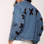 A'Gaci NWOT Lace Me Up Denim Jacket Photo 0