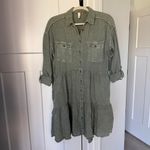 Pilcro Anthropologie  Deanne moss tiered mini shirt dress long sleeve button Photo 2