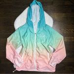 Ivory Ella  Blue and Pink Ombre Hooded Windbreaker Jacket Photo 0