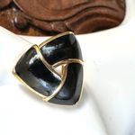 Black and gold tone triangle post earrings Photo 2