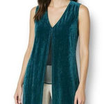 BCBGMAXAZRIA M Green Velvet Tunic Top High Low Split Side Sheer Goth Boho Chic Photo 0