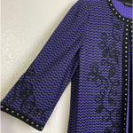 Ming Wang Jacket Medium Womens Purple Black Embroidered Knit Studded Career Photo 3