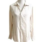 Club Room Luxury 100% Linen Button Down Long Sleeve Light Beige Coastal Boho Size M Photo 0