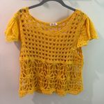 Miss Me Yellow Floral Crochet Overlay Top Large Photo 0