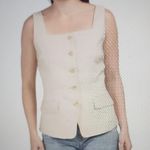 Elie Tahari  Flax Linen Blend Thick Strap Button Down Vest Flap Pockets XL Photo 1