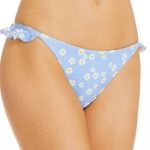 AQUA Swim Womens Blue Daisy Print Ruffled Bikini Bottom Size M Photo 0