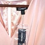 EXPRESS  Pastel Pink Satin 3/4 Kimono Sleeve Wide Leg V-Neck Cropped Jumpsuit NWT Photo 6