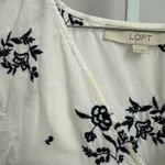 Loft White Floral Embroidered Ruffle Sleeve Blouse Top Photo 3