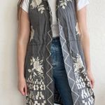 Johnny Was  Dark Gray White Embroidered Linen Vest Photo 0