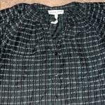 Apiece Apart  Mitte Puff Sleeve Striped Top Blouse Cotton Silk Forest Green Small Photo 5