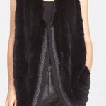 Vince Rex Rabbit Fur Drape Front Sweater Vest S Photo 0