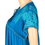 Sundance  “Bright Pathway” teal, embroidered, shift dress w/POCKETS. Size XS. EUC Photo 7