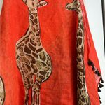 Chico's NWT Chico’s Gracie Giraffe Linen Scarf with Tassels- Brown & Orange - one size Photo 1