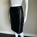 Vintage Black Leather High Rise Skirt With Back Slit Size 6 Photo 1