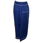 Hill House Coastal Wide Leg Cropped Linen Pants Navy  Home Women M Photo 2