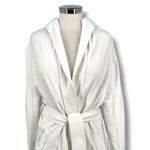 Mantra Los Angeles White Cotton Hooded Bathrobe Pockets Belt Womens Medium Photo 1