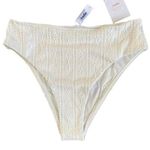 ANDIE NWT  Swim The 90s High Waisted Embroidered Bikini Bottom L Coconut #3234 Photo 0