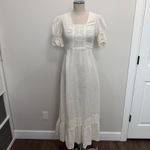 Vtg Sz 5 Maxi Dress Empire Waist Prairie Boho Peasant Lace Tiered Cottagecore Photo 1