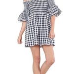 Buckle LoveRiche Cold Shoulder Gingham Navy Dress Photo 0
