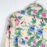 Colleen Lopez Small Jacket Faux Leather‎ Floral Ivory Pink Green Zip Lined 1335 Photo 6