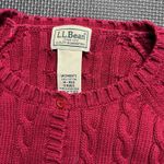 Lands' End  Medium Deep Red Cotton Cable Knit Fisherman Cardigan Sweater‎ Photo 3