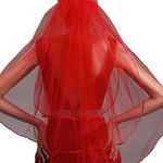 Women's Short Wedding Veils with Comb 3 Tier Halloween Tulle Bridal Veil Photo 2