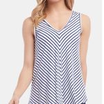 Karen Kane White/Blue Striped Soft Tank Top NEW Size SMALL Photo 4