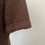 Vintage 70s British brown plaid short sleeve snap front style swinger coat S Size 4 Photo 5