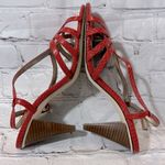 Liz Claiborne "Amelia' Heeled Sandal Red Snakeskin Pattern-7 Photo 5