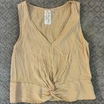 NWOT Sadie & Sage Mustard Yellow Striped Tank Top with Front Twist Size Small Gold Photo 0