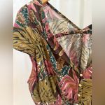 Madewell Shirred Cap-Sleeve Top in Brushstroke Monstera Dark Coffee Large Photo 6