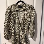 No. 6 Store Dress Large Brown Noma Silk Zebra Midi Wrap Ruffle Photo 5